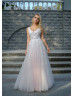 Beaded Lace Tulle Deep V Back Sexy Wedding Dress